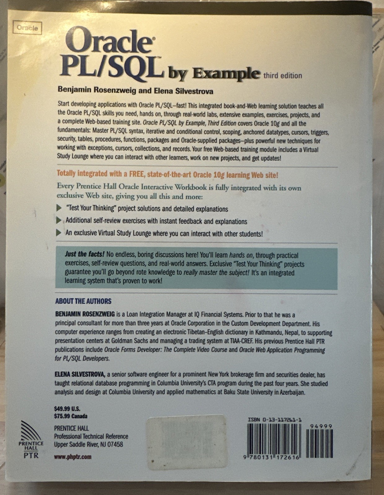 Prentice Hall Professional Oracle Ser.: Oracle PL/SQL by Example by Benjamin…