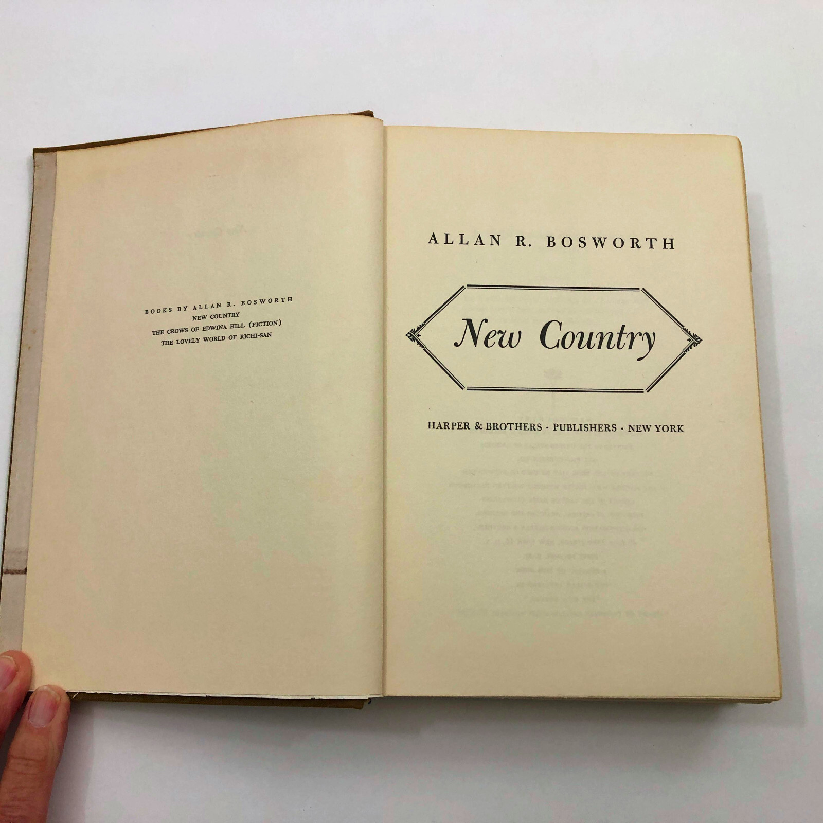 New Country Allan Bosworth 1962 First Edition 2nd Printing HB 334 pages