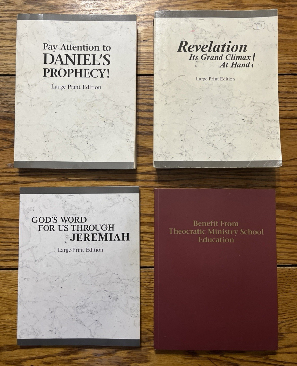 Lot of 4 PB Bks. Daniel&rsquo;s Prophecy, Jeremiah, Revelation, Large-Print WatchTower