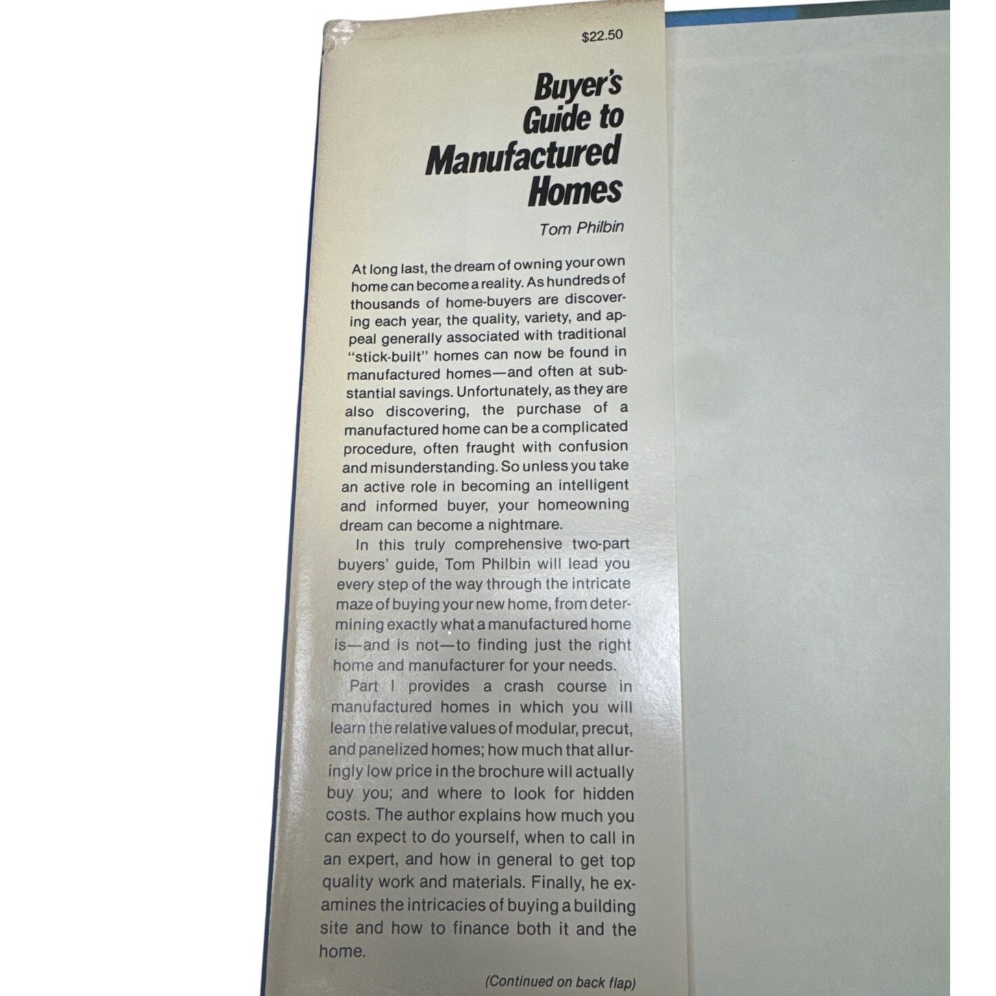 First Edition Buyer’s Guide to Manufactured Homes Tom Philbin 1980 HC