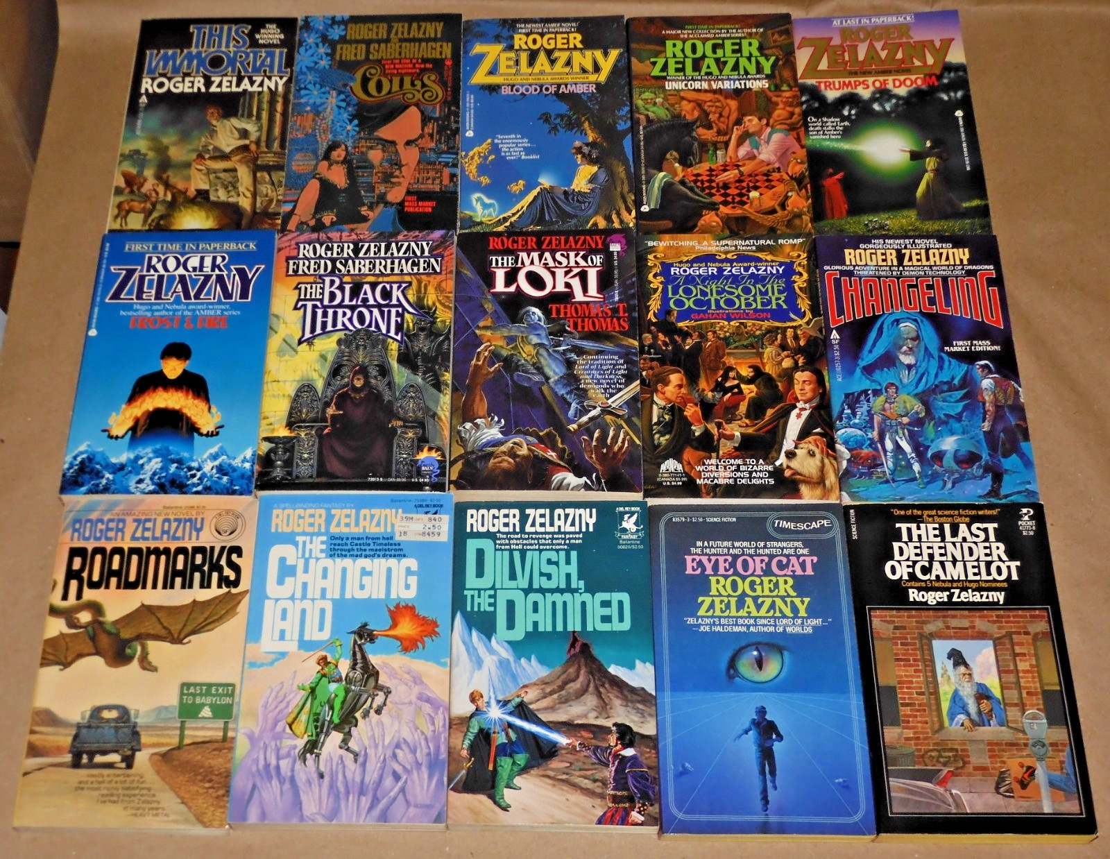 ROGER ZELAZNY Lot 15 Fantasy & Science Fiction Paperbacks 1980s – 1990s
