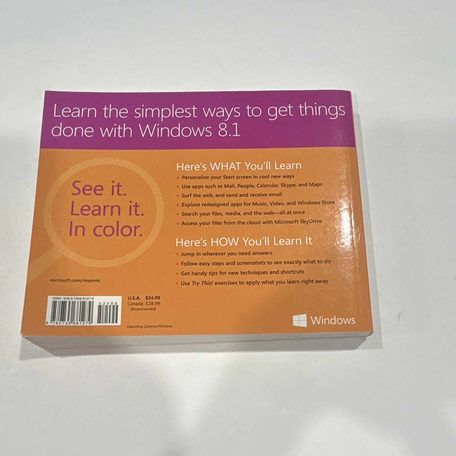 Plain & Simple Windows 8.1 Illustrated Paperback Microsoft Press Ballew Muir