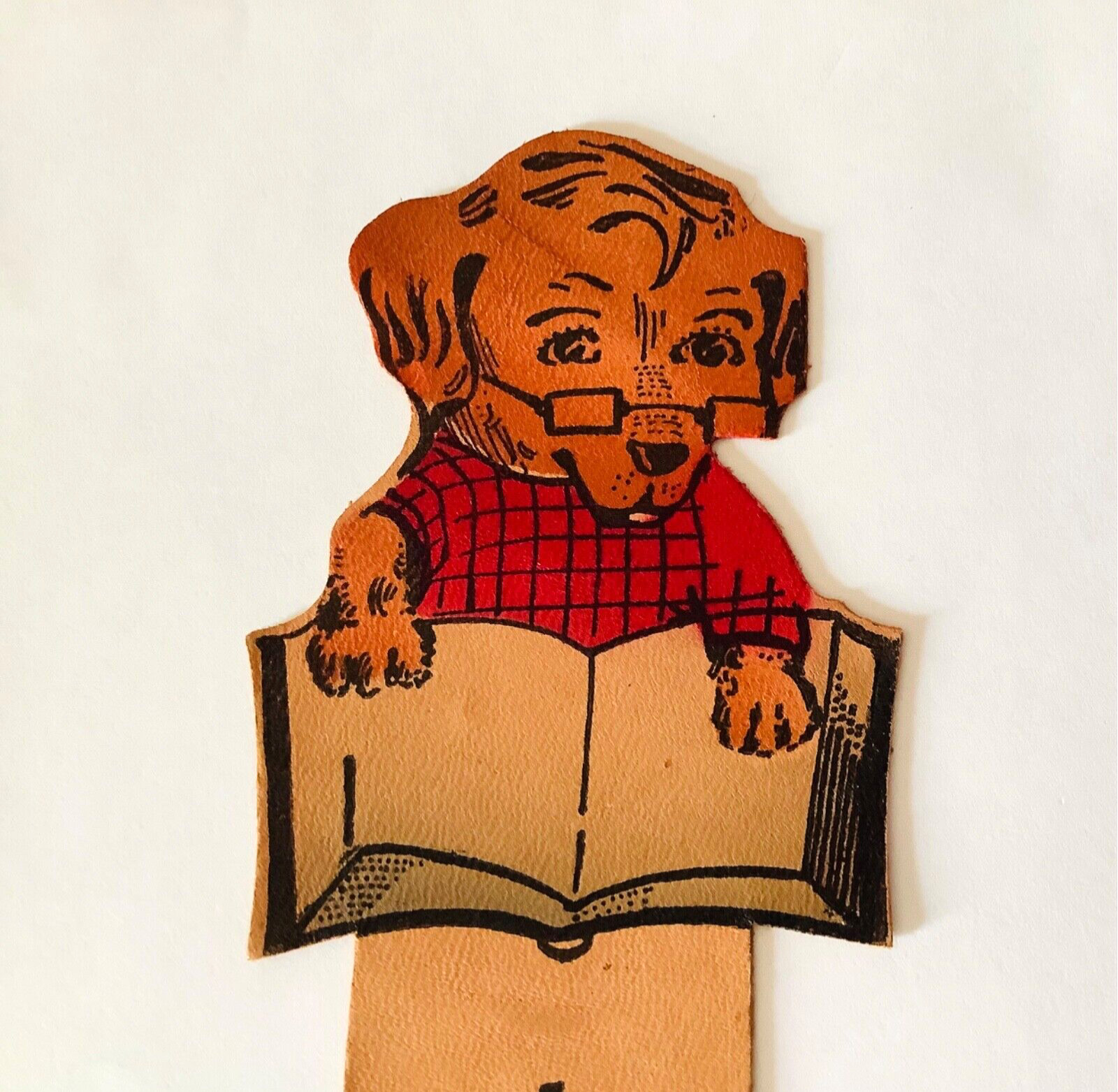 Bookmark Leather 1000 Islands Souvenir Vintage Dog Reading Book 9.5 in