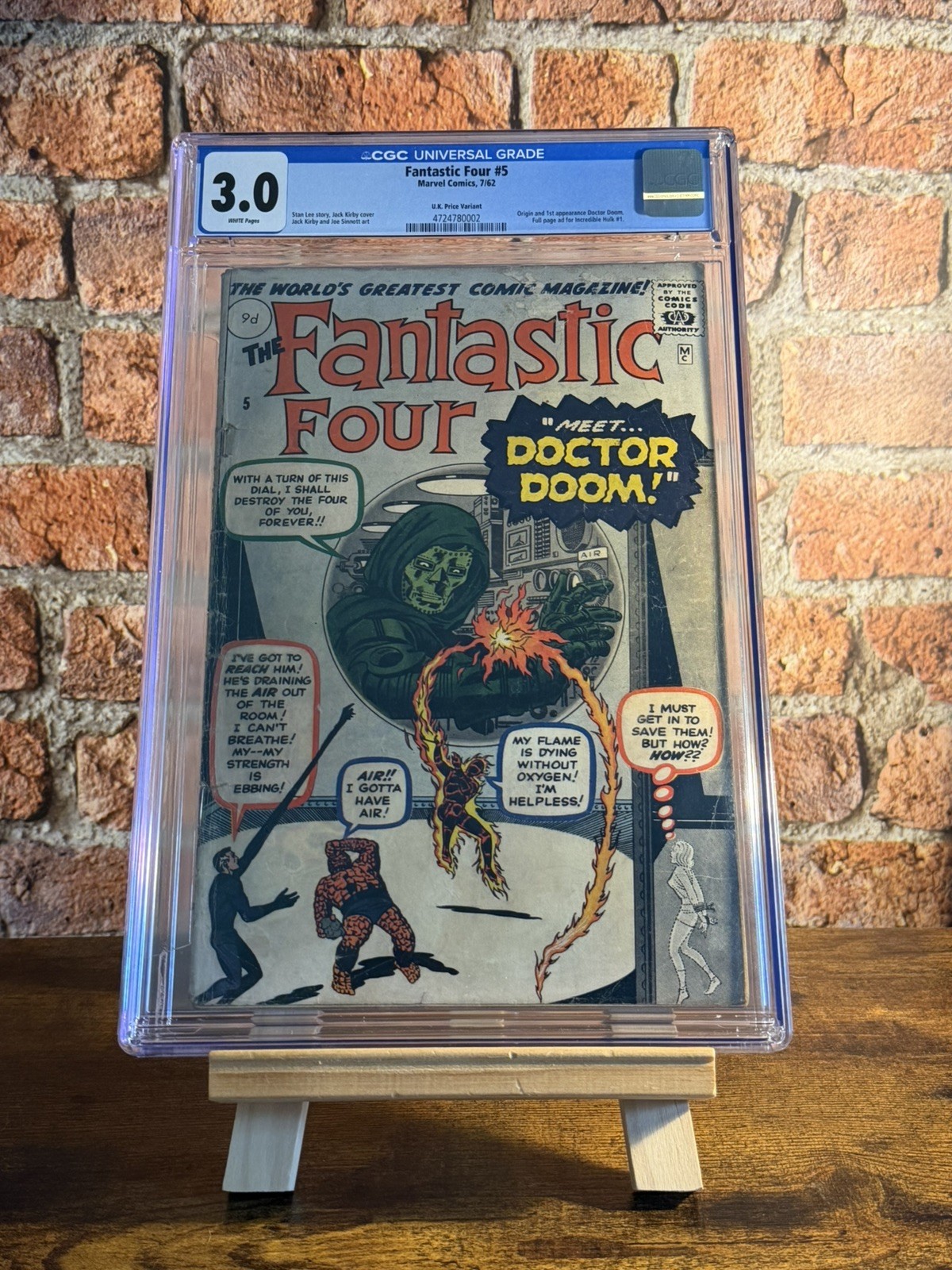 Fantastic Four #5 Marvel 1962 CGC 3.0 White Pages Origin & 1st app of Dr. Doom