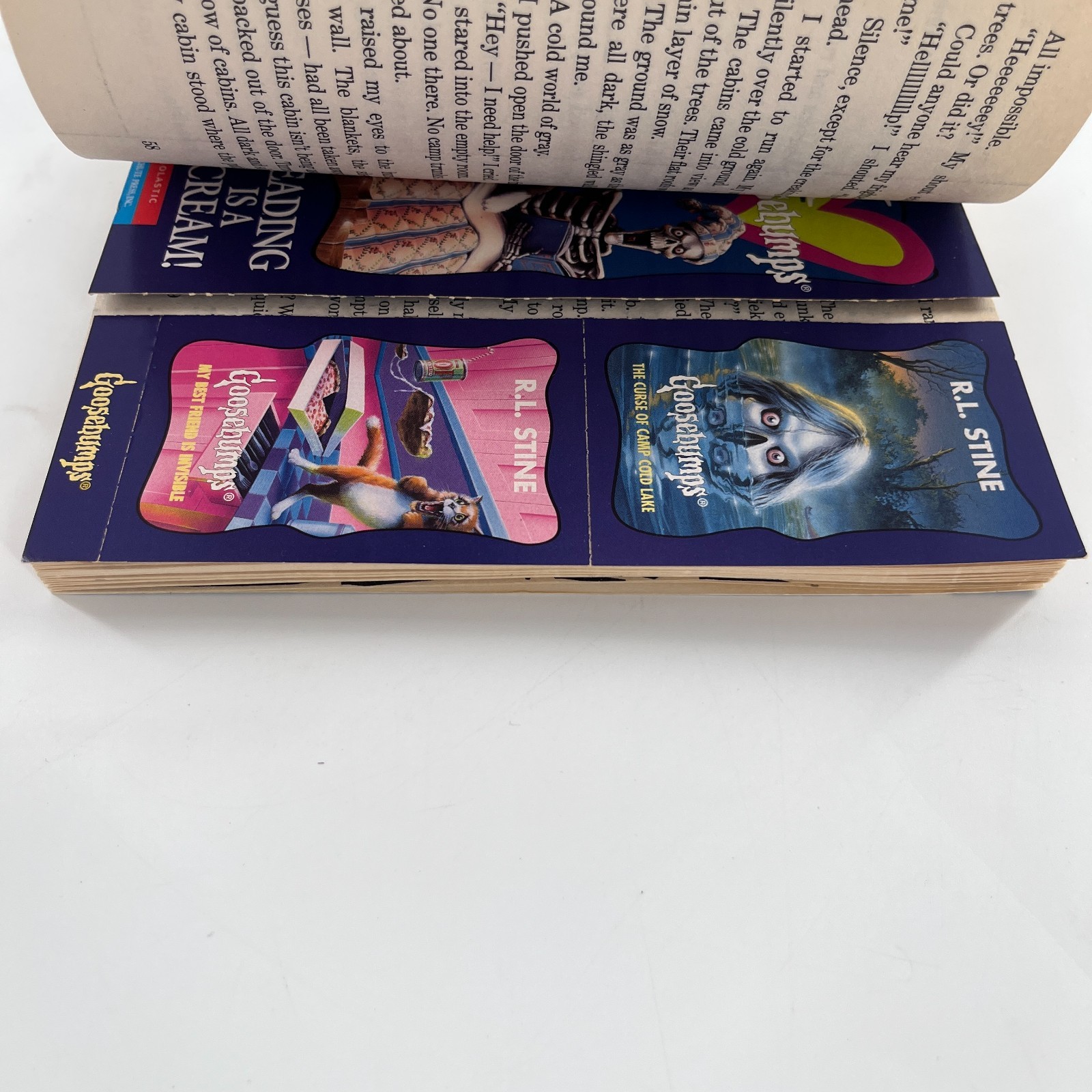 Goosebumps #56 The Curse of Camp Cold Lake R.L. Stine 1st Print w Bookmark Cards