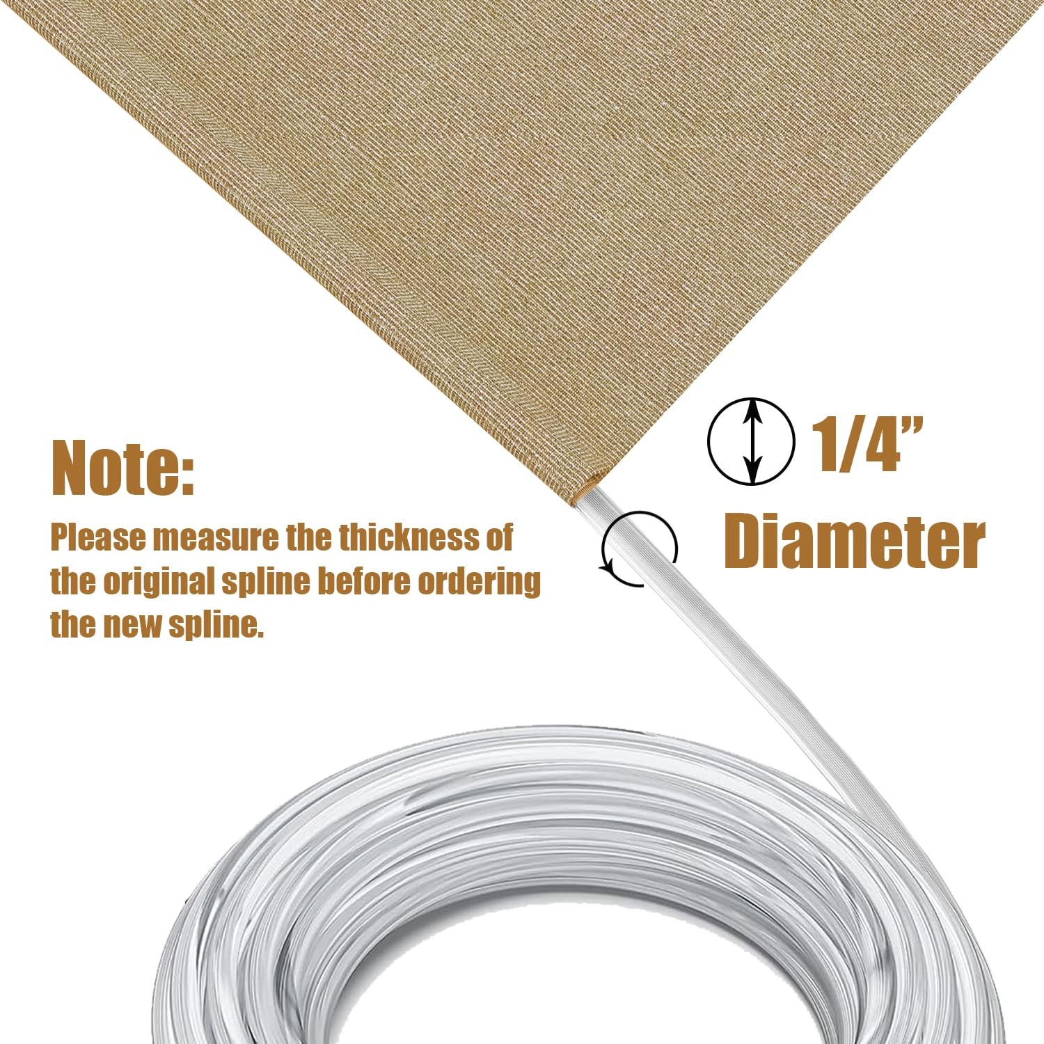 Lumpro 1/4 » Vinyl Sling Chair Spline Solid Awning Cord 1/4 in, 25 ft, Clear