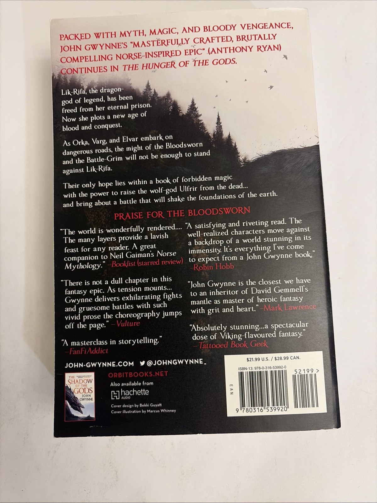 The Bloodsworn Trilogy Shadow/Hunger/Fury of the Gods, Paperback, John Gwynne