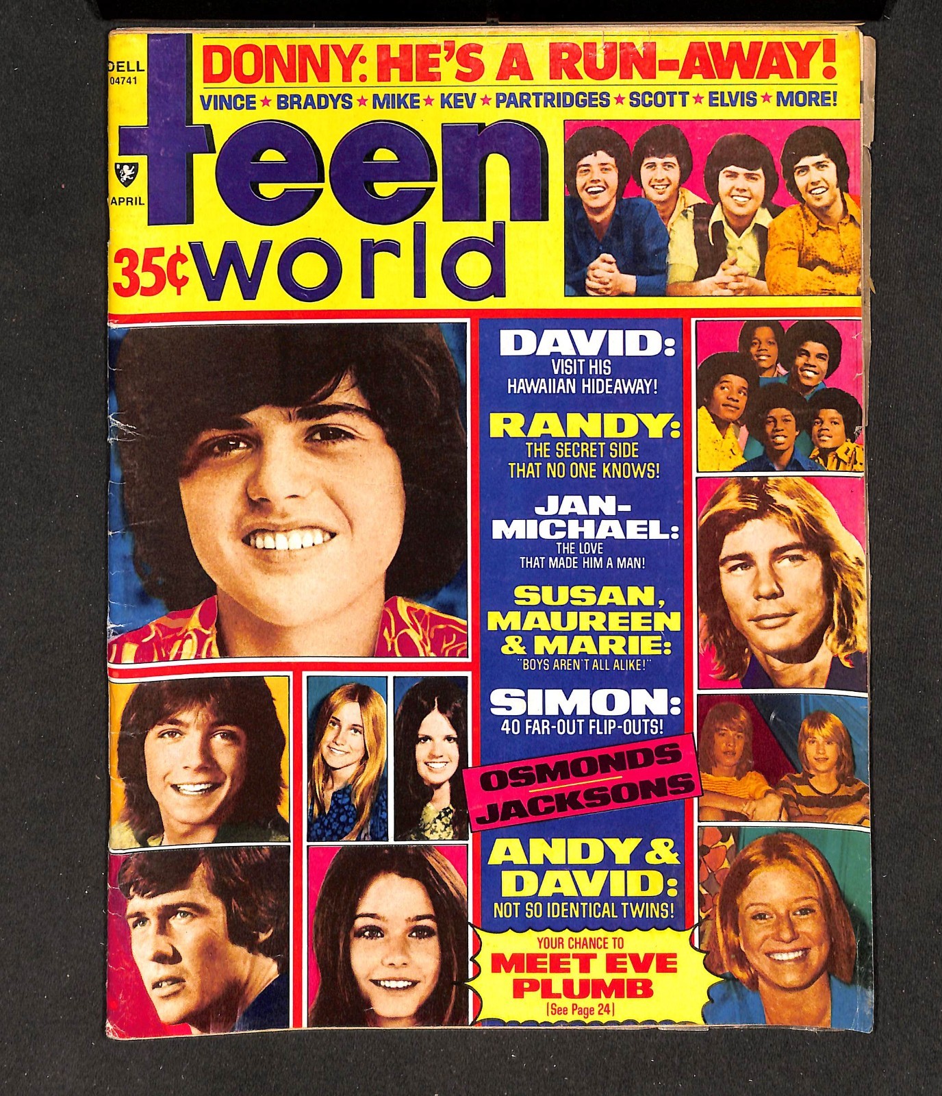 APRIL 1974 TEEN WORLD MAGAZINE, DONNY OSMOND, THE JACKSONS, ETC.