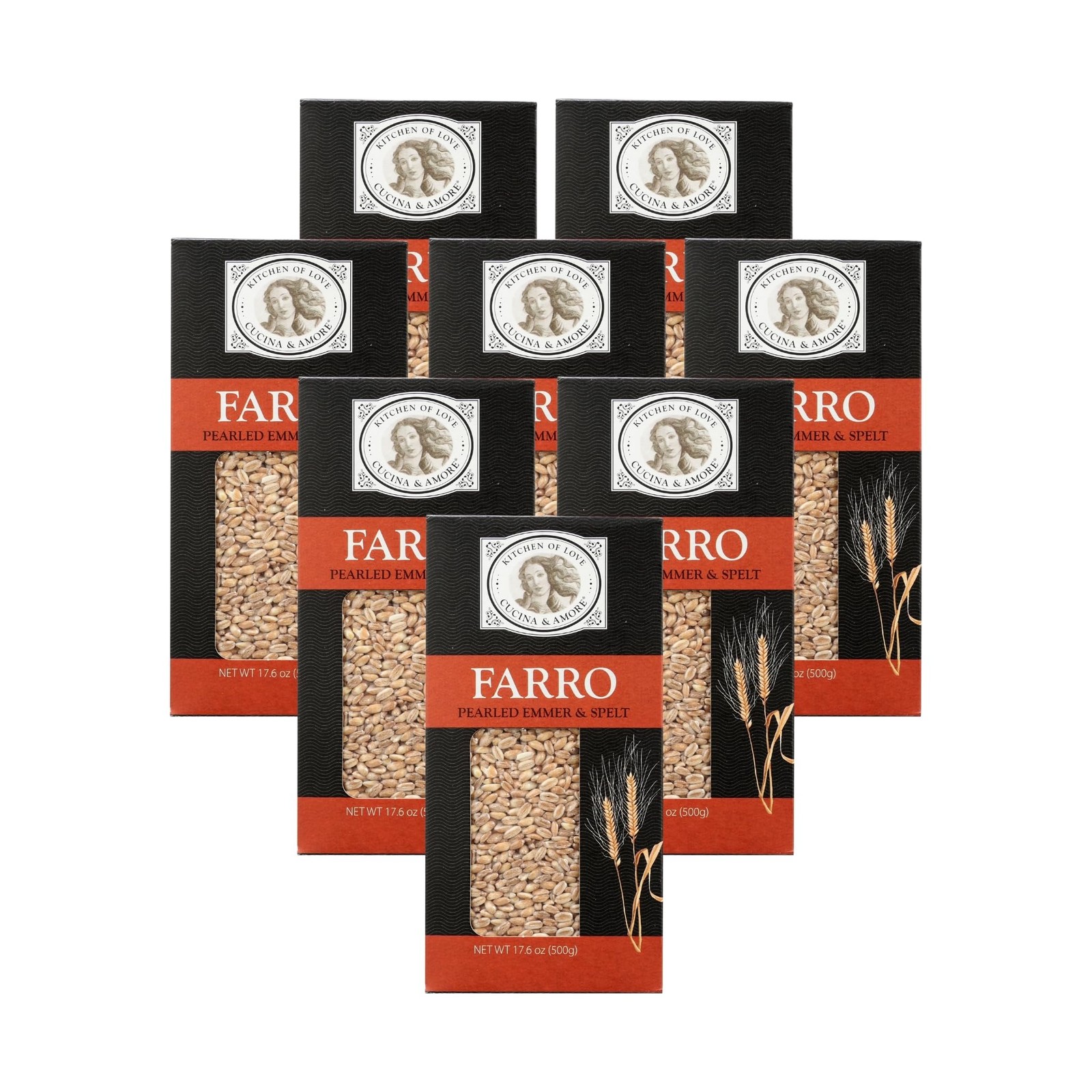 Cucina & Amore Pearled Farro from Italy 17.6 oz Pack of 8 | NonGMO, Whole Gra…