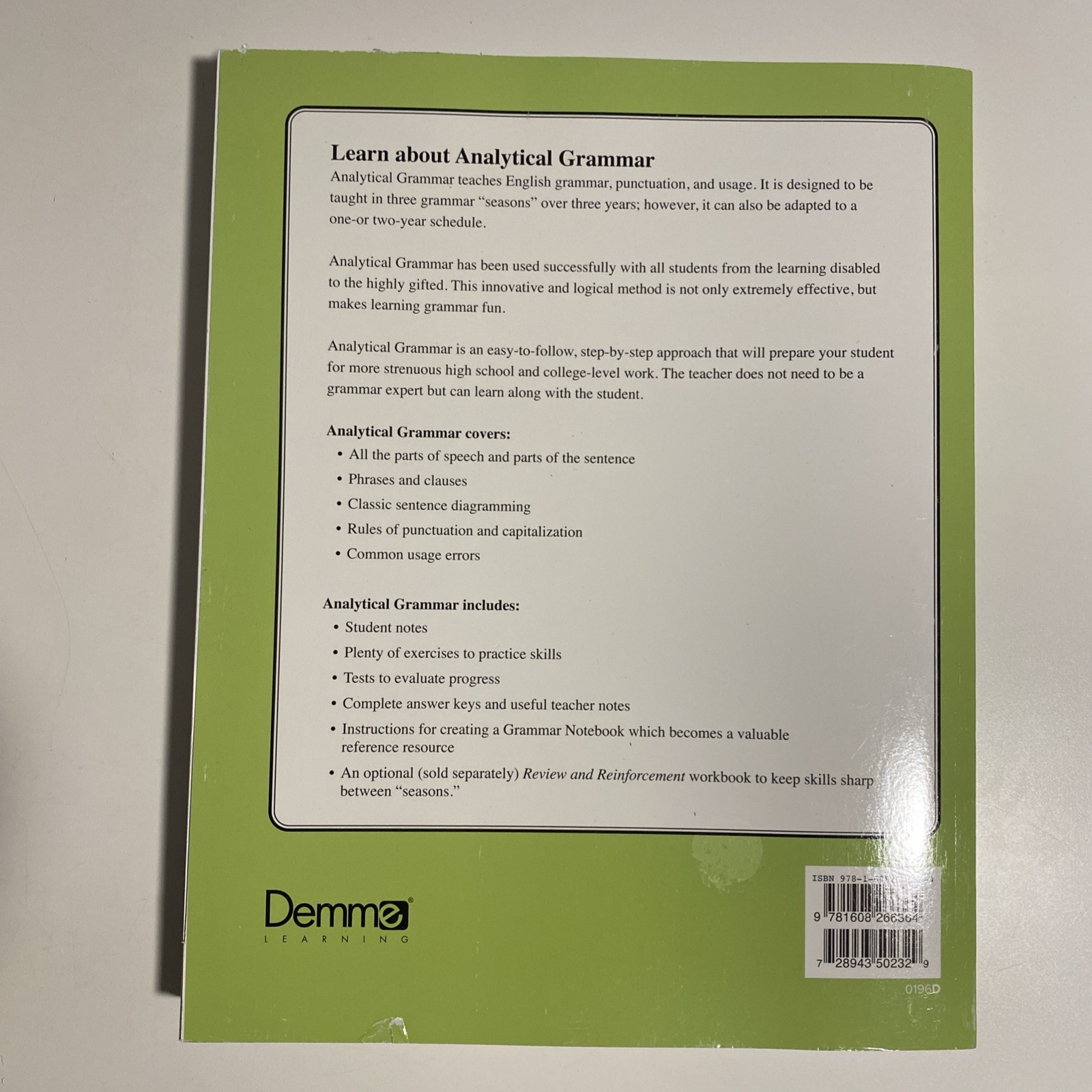 Analytical Grammar: A Systematic Approach to Language Mastery Student Workbook