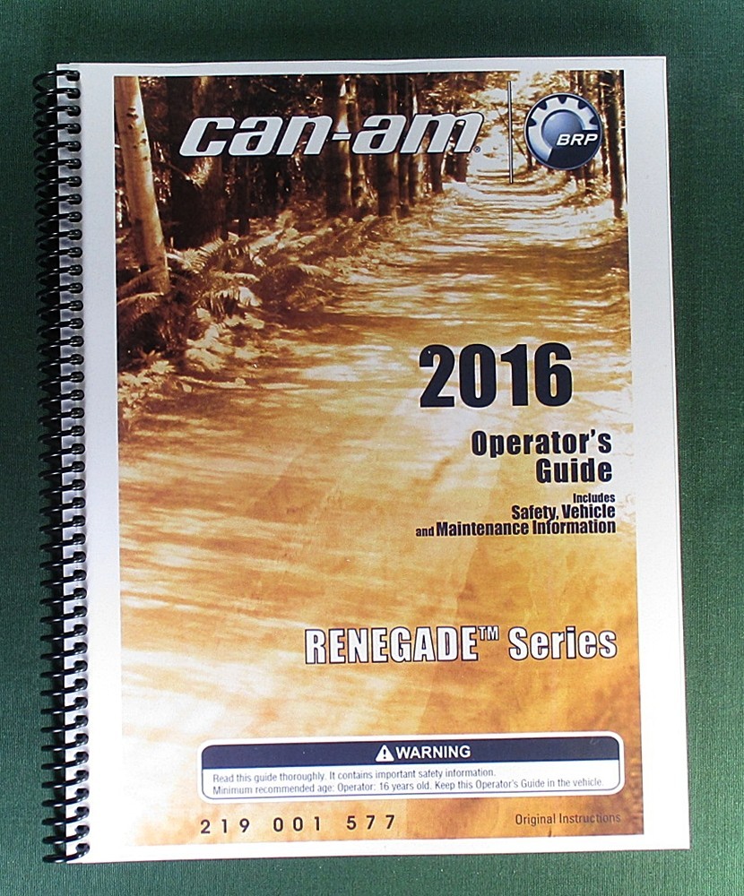 2016 Can-Am Renegade 570 Owner&rsquo;s Manual: 180 pages & protective Covers!