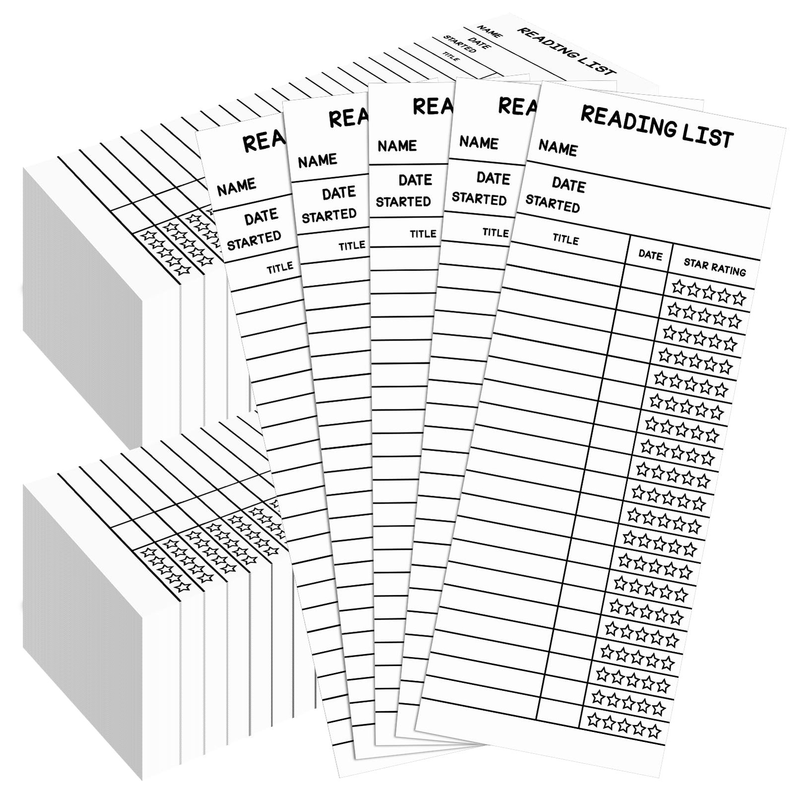 LOTMER 100 PCS Reading List Bookmark, 3 x 8 Inch Personal 3 x 8 inches, White