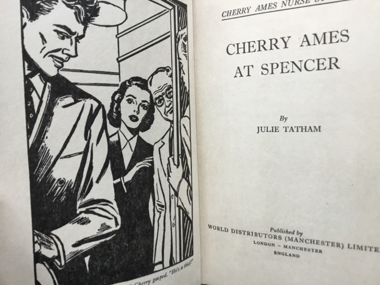 VG 1958 HC in DJ United Kingdom ED Cherry Ames #10 At Spencer Nurse Julie Tatham