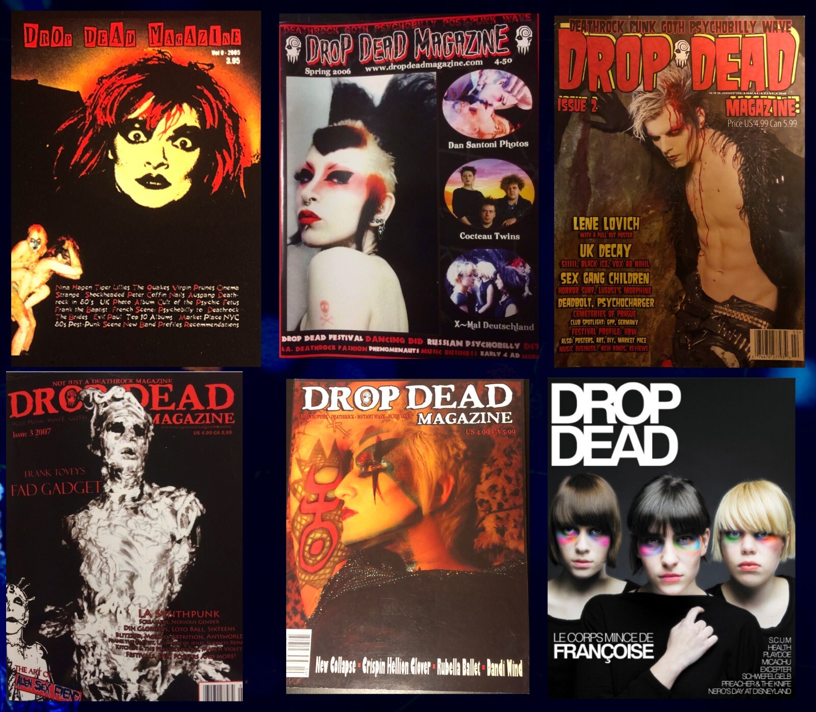 DROP DEAD MAGAZINE Lot all 6 Deathrock Electro Synth Punk Post-punk Goth Billy