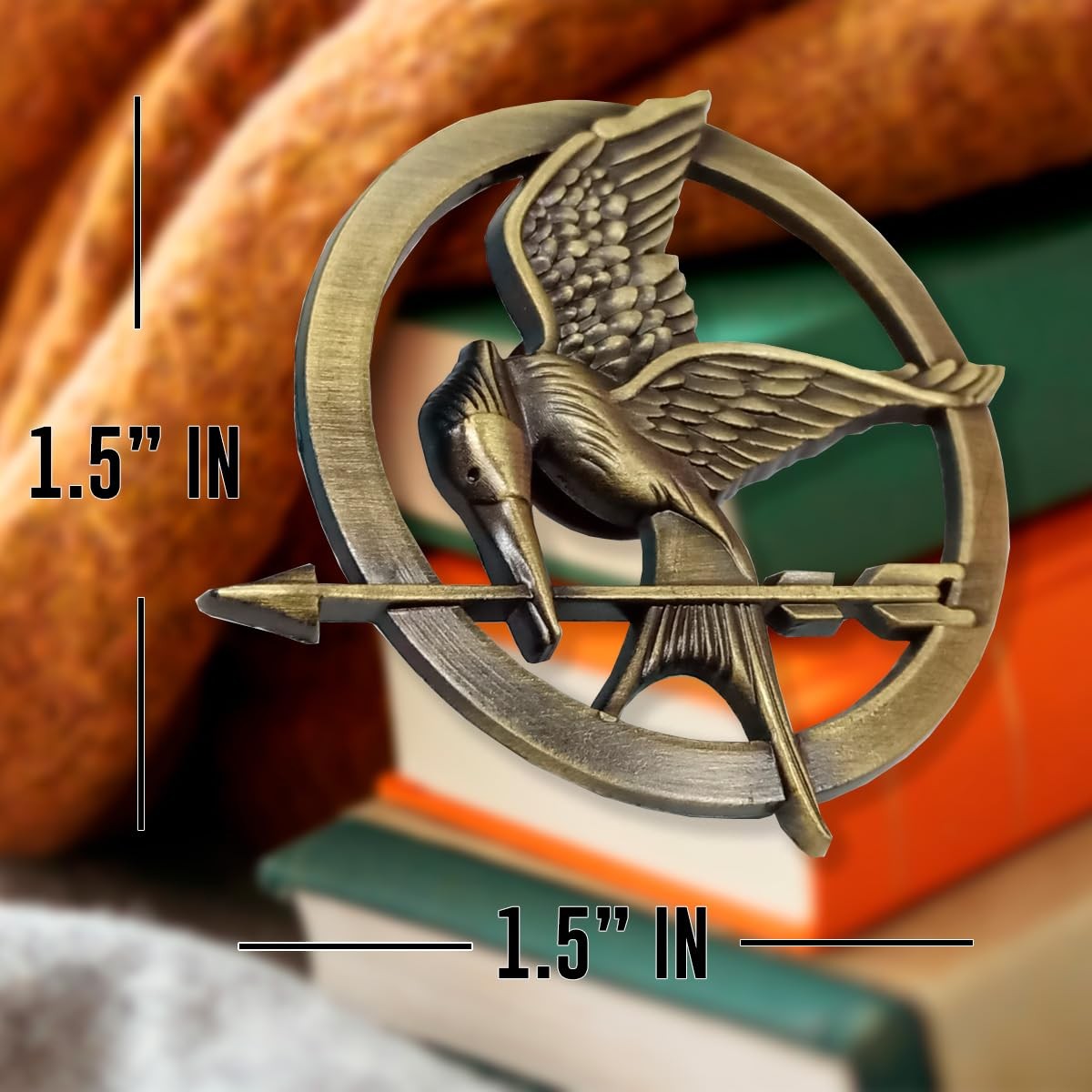 The Hunger Games Mockingjay Prop Pin Brooch Badge 1.5&Prime; in Small, Bronze