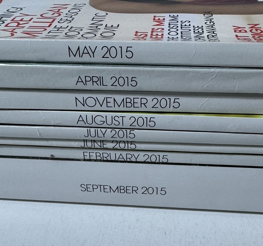 2015 Vogue Fashion Magazine Lot February April May June july August Sept Nov