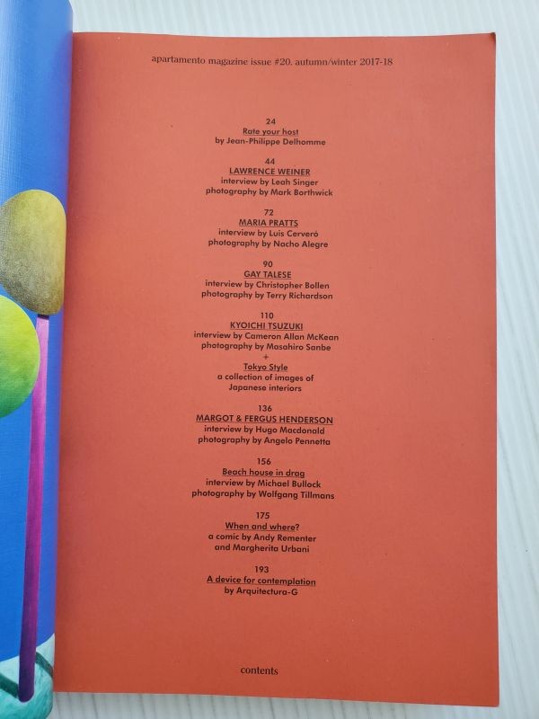 Apartamento magazine #20 Lawrence Weiner Kyoichi Tsuzuki TOKYO STYLE Gay Talese