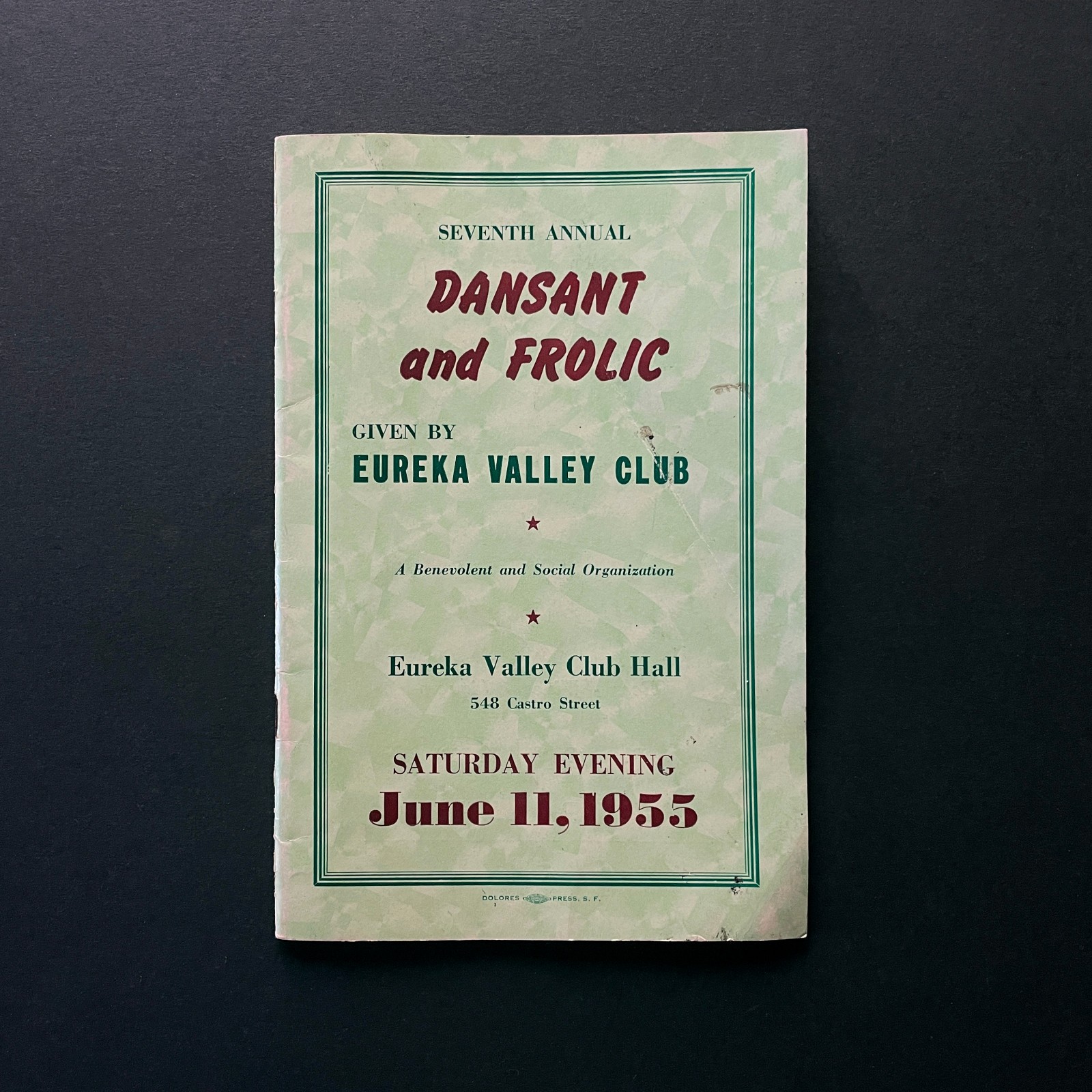1955 Eureka Valley Club Booklet • The Castro Noe Valley Businesses San Francisco