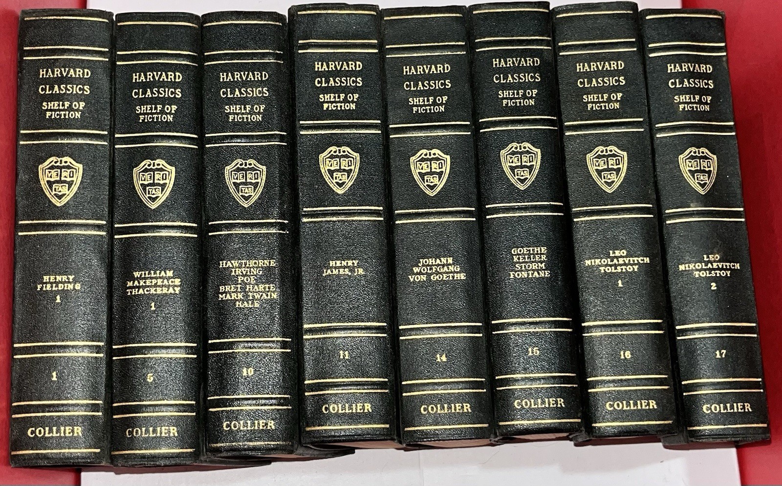 Harvard Classics Shelf of Fiction 1917 PF Collier 8 Vols Vtg Books