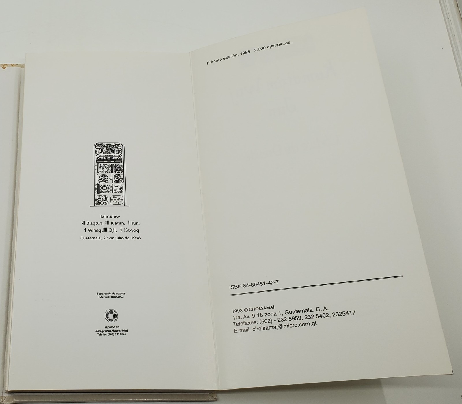 Kumatzim Wuj Jun Codice de Dresde 1998 Edition Maya Cholsamaj