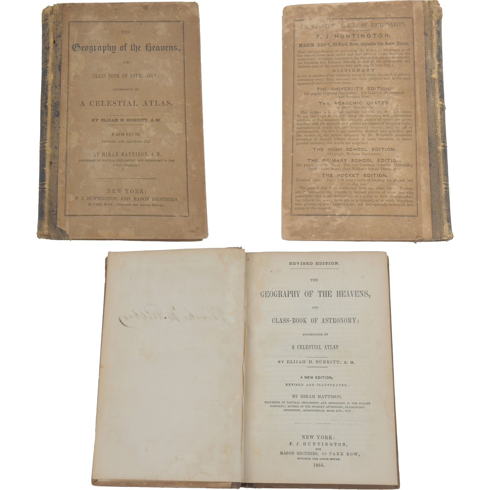 1855 Elijah Burritt: Geography of the Heavens & Astronomy Atlas HC