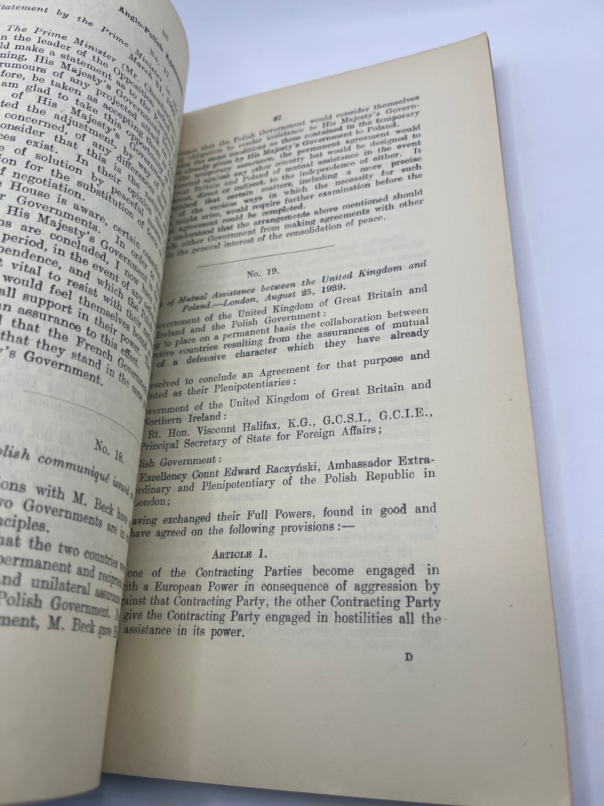 Documents Concerning German-Polish Relations & The Outbreak of Hostilities 1939