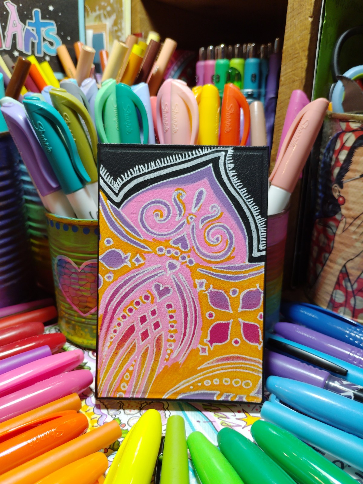 KJV pocket size New Testament Holy Bible, Hand Painted Cover.~ Colorful Design