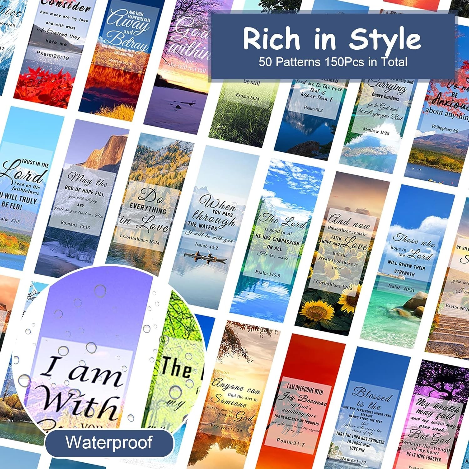 150Pcs Bible Verse Bookmarks, Double Sided Scripture Christian Book Marks Motiva
