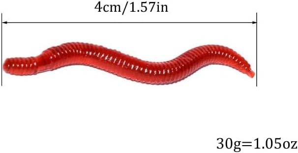 Zittop 40mm/1.6in 100pcs Fishing Soft Lure Trout Worm Earthworm Bait Red