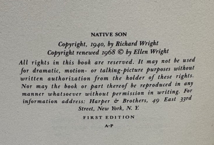 Native Son by Richard Wright, 1968 Renewed First Edition