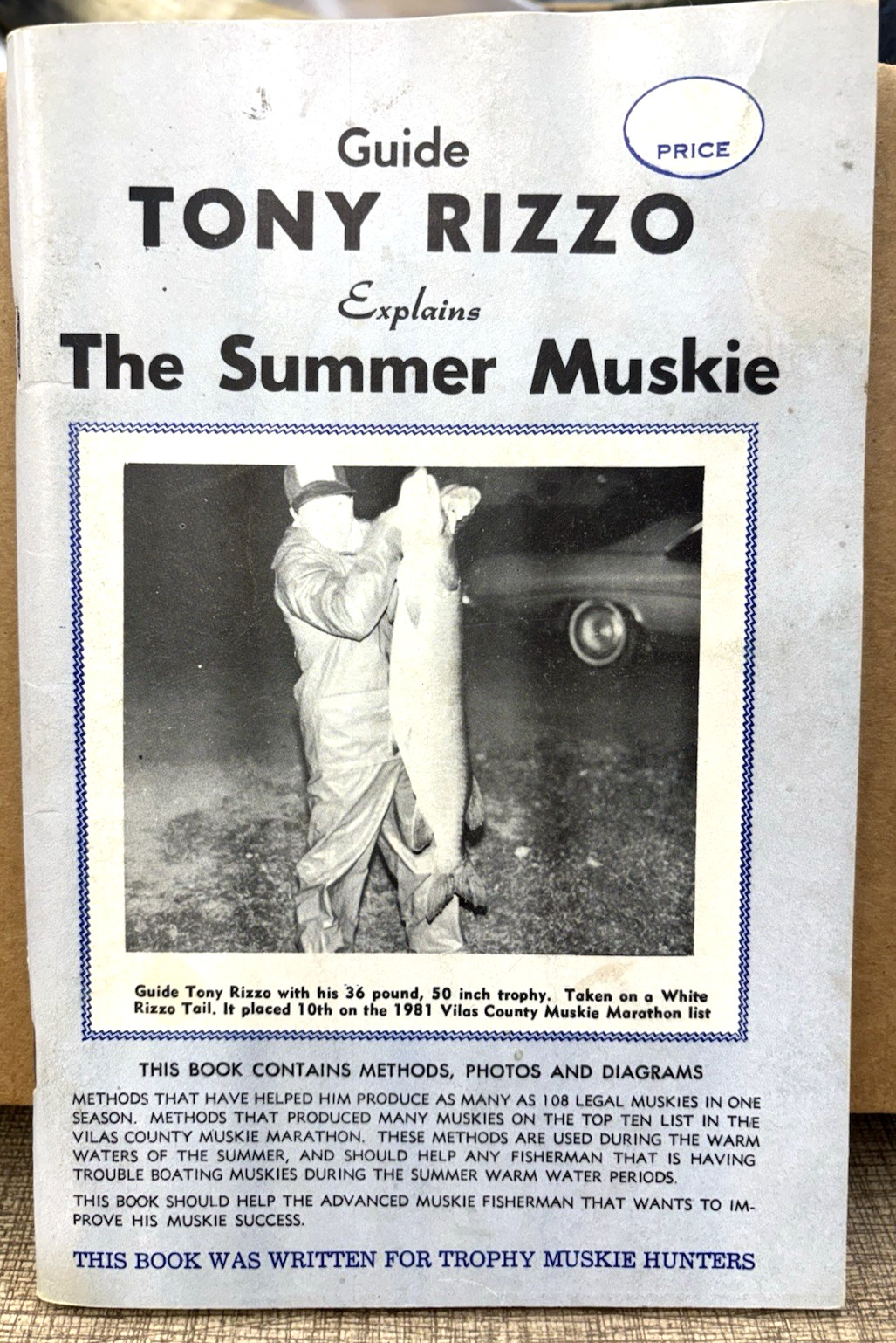 GUIDE TONY RIZZO EXPLAINS THE SUMMER MUSKIE 1976 SIGNED 80 PAGES fishing
