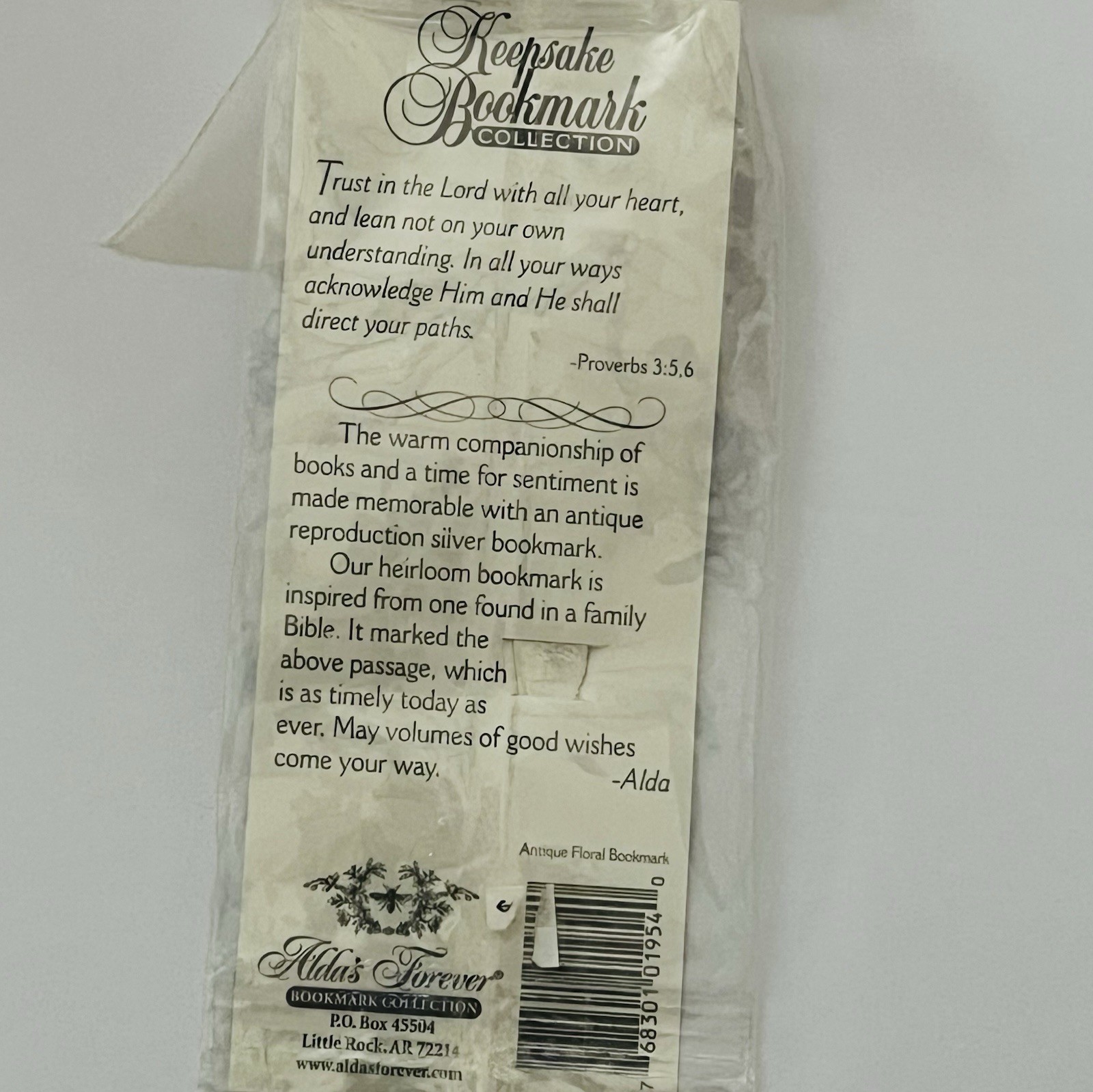 Keepsake Bookmark Alda’s Forever Rose Silvertone Small Vintage 2.5&Prime; Made In USA