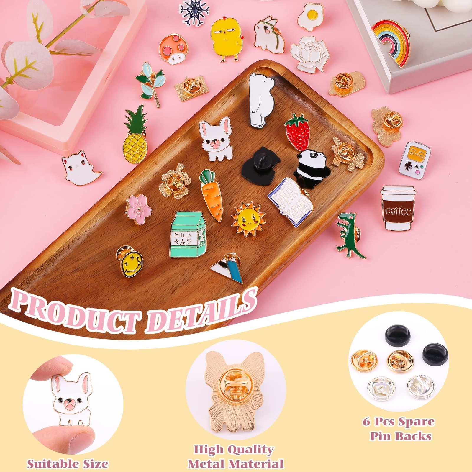 30 Pieces Cute Enamel Backpack Pins, Funny 0.6-1.2 inches, Multicolor