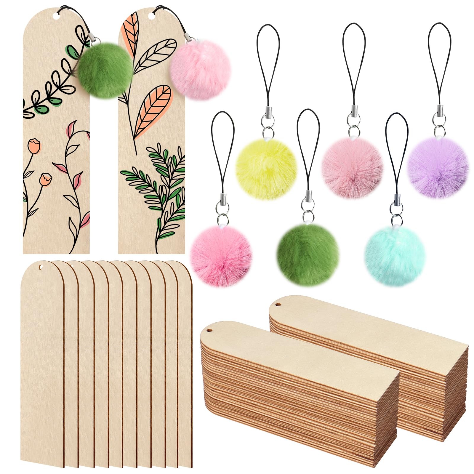 30 Pcs Wooden Bookmark5.7×1.5 in Blank Bookmarks to Decorate with 30 Pcs Colo…