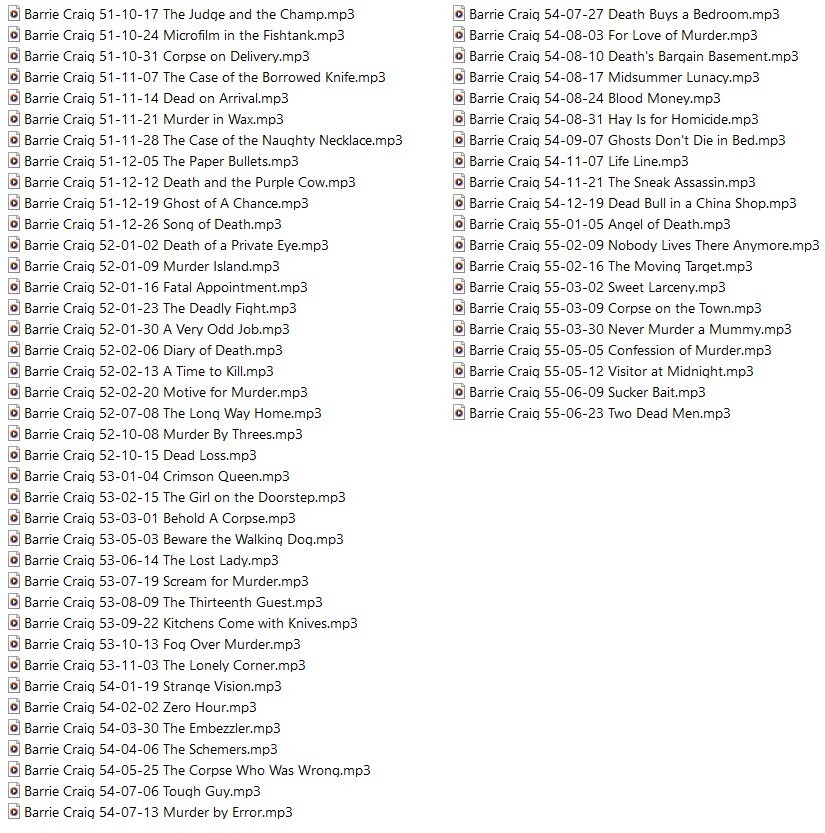 BARRIE CRAIG INVESTIGATOR 59 Select Oldtime Radio Shows MP3 On USB Flash Drive