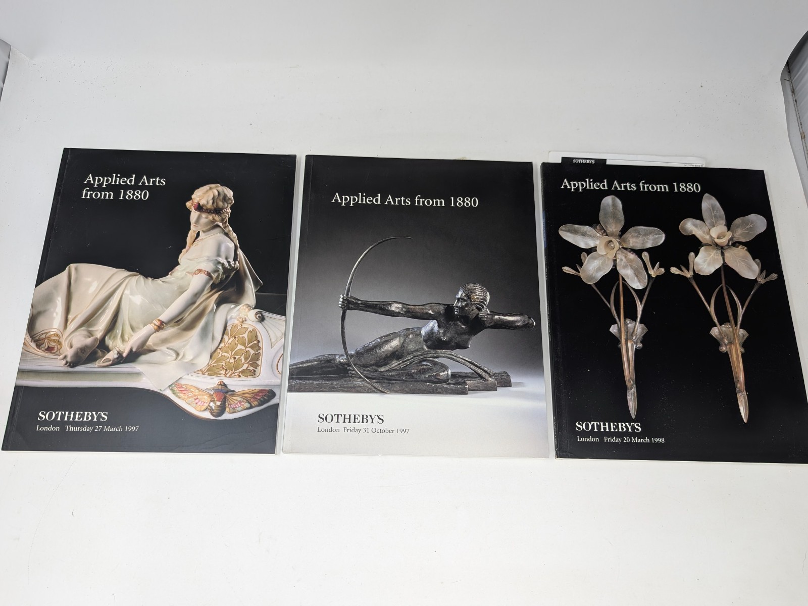 LOT OF 3 Sotheby&rsquo;s APPLIED ARTS FROM 1880 auction catalogs 1997 1998 lONDON
