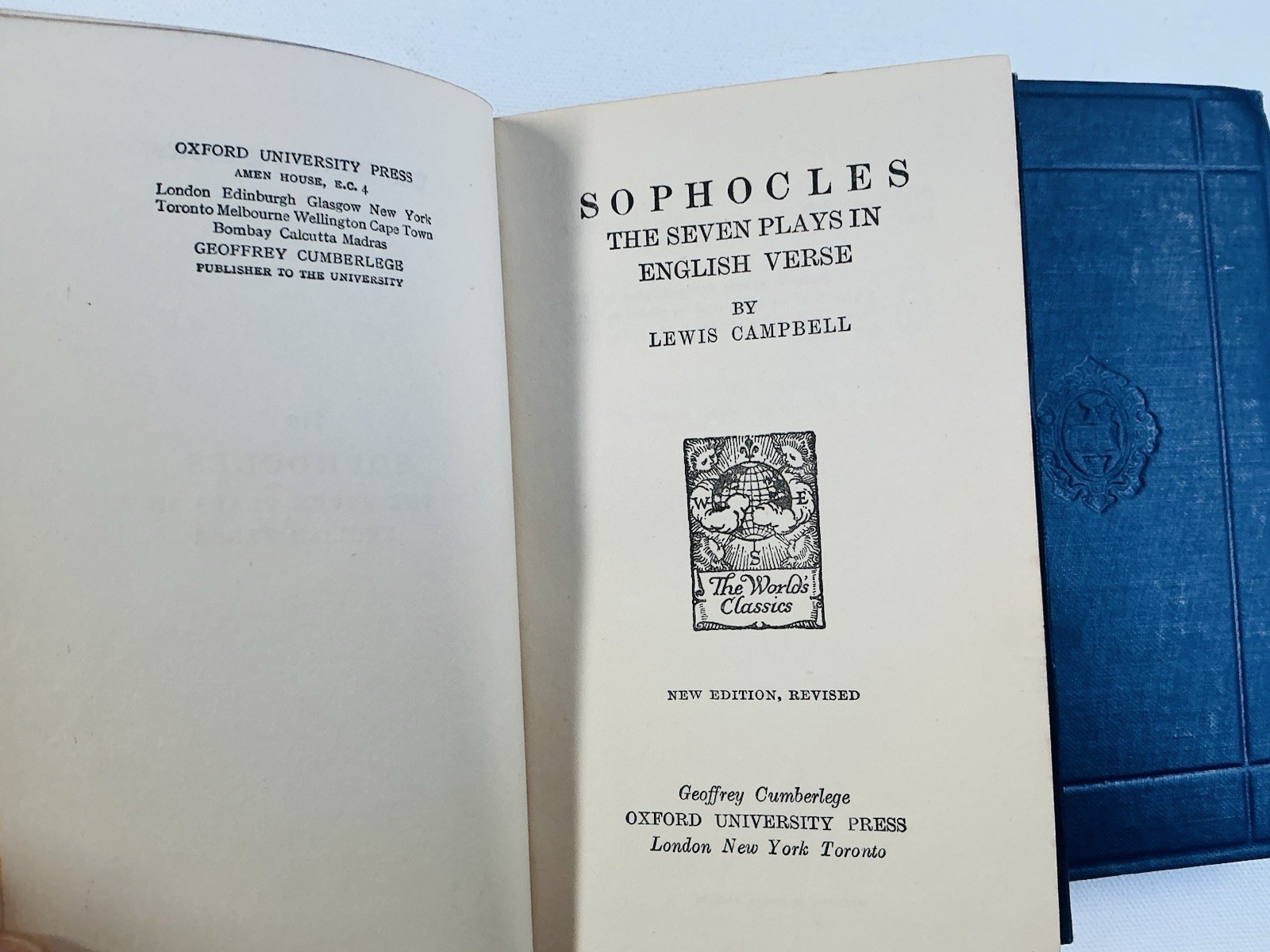 SOPHOCLES The Seven Plays in English Verse AESCHYLUS 1947 Oxford Press Campbell