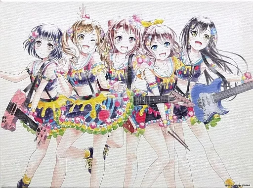 BanG Dream! Poppin&rsquo;Party Original Illustration Board 12.9×9.5in Canvas Art