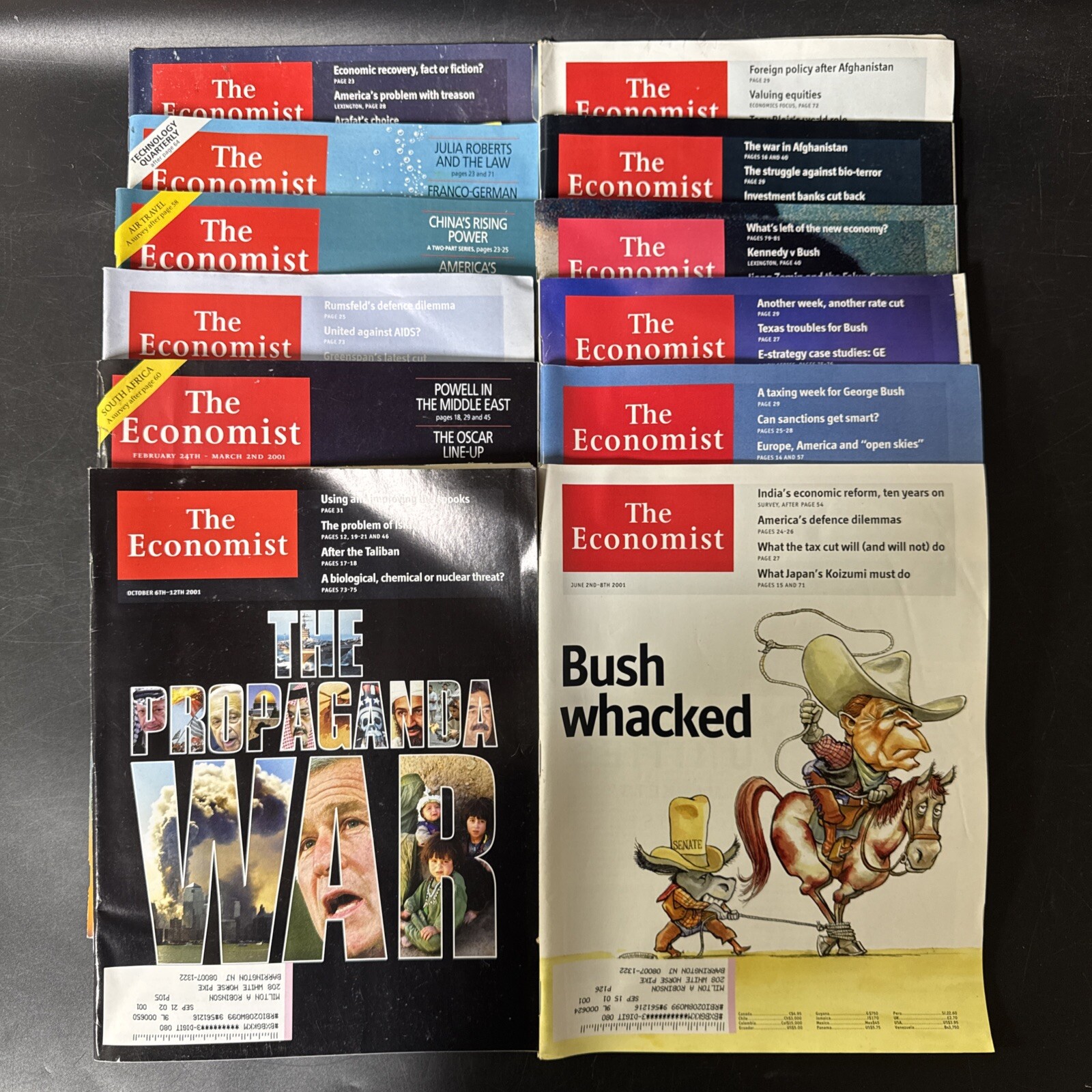 The Economist Magazines Lot Of 12 (2001) *3