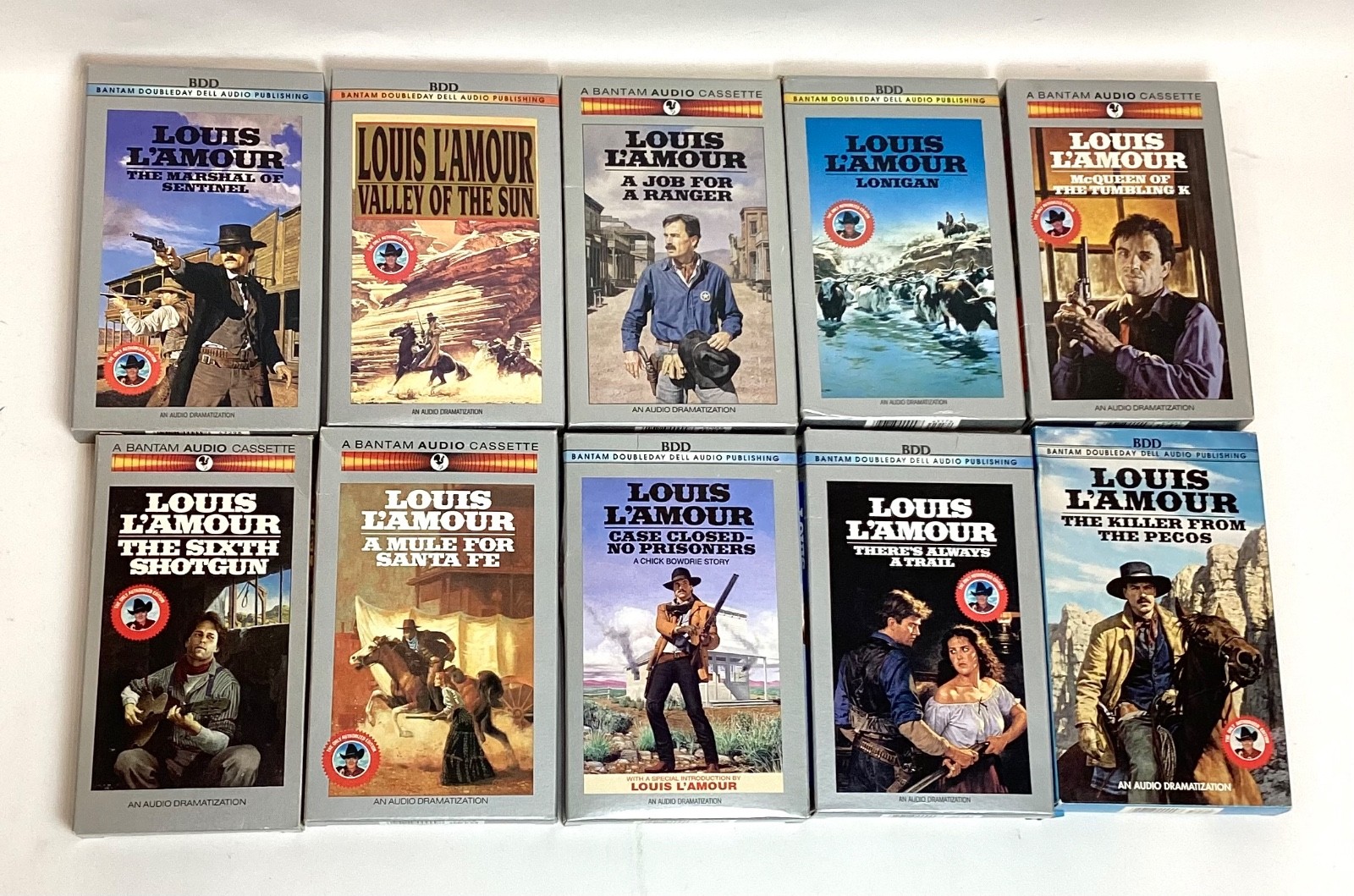 Lot of 10 IN BOX Assorted LOUIS L&rsquo;AMOUR Audio Book Cassette&rsquo;s (2)