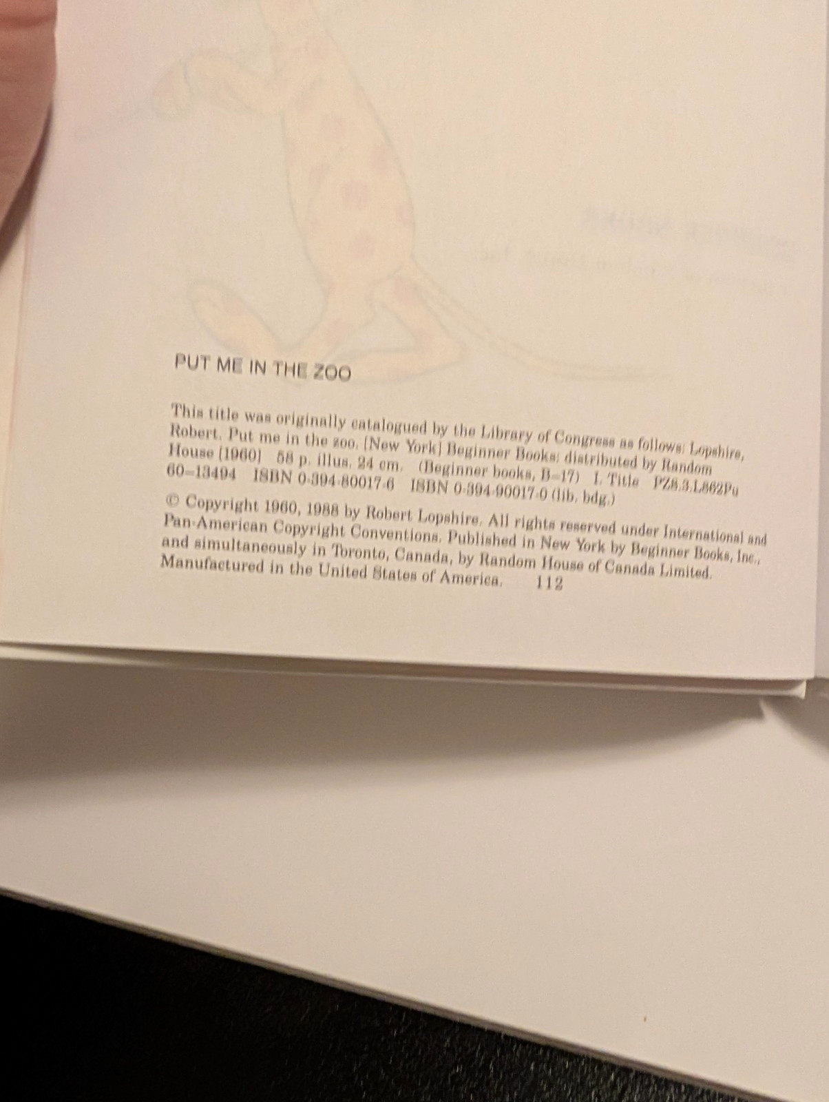 Put Me in the Zoo- Robert Lopshire, Hardcover Ex-Library