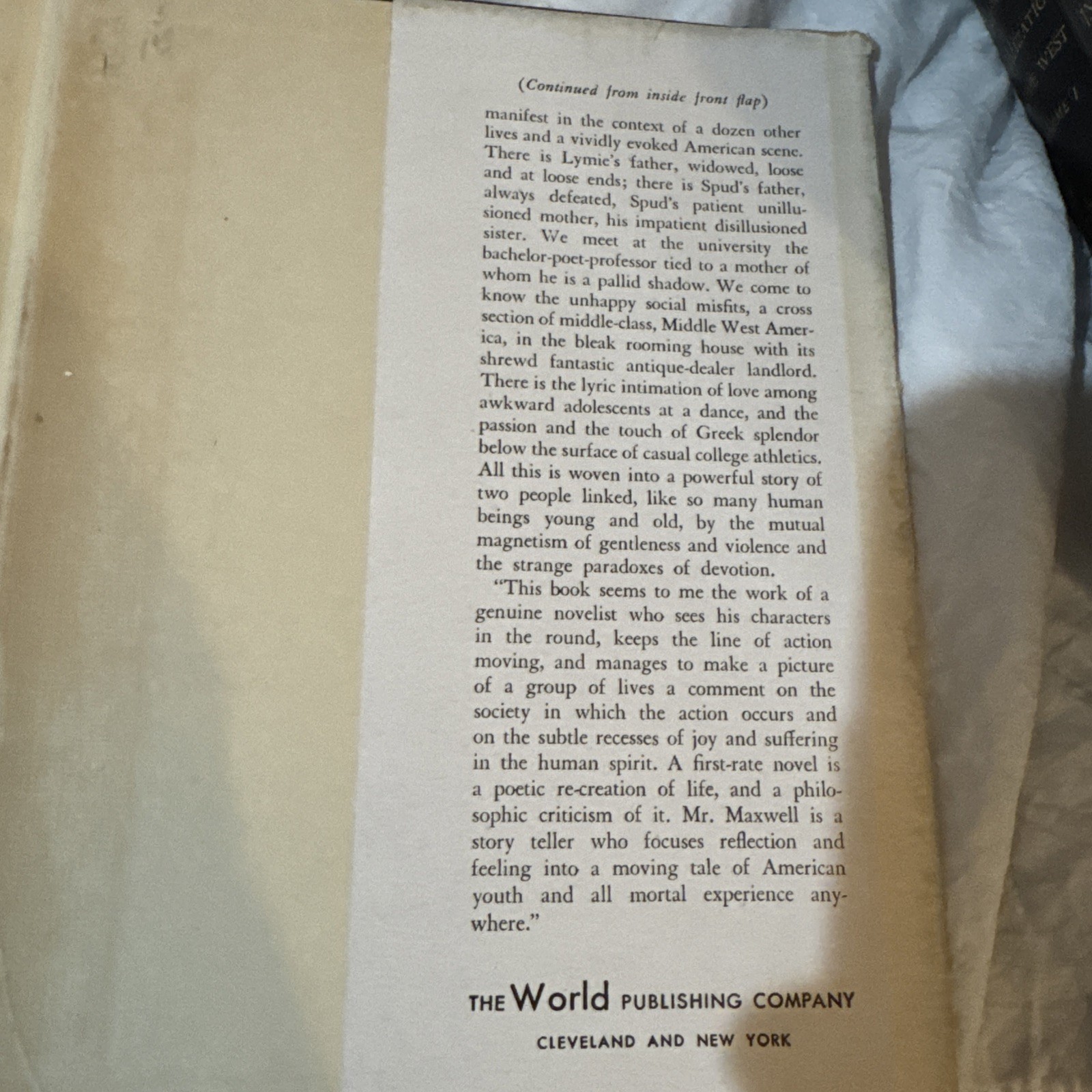 William Maxwell / The Folded Leaf « Forum Books First Printing » 1948 HC DJ
