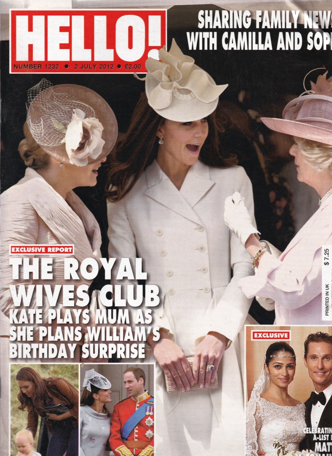 Hello Magazine Kate Middleton Queen Camilla Matthew McConaughey Wedding 2012