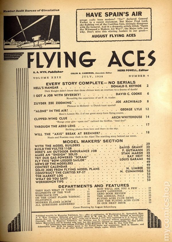 Flying Aces Pulp / Magazine Vol. 29 #4 GD/VG 3.0 1938 Low Grade