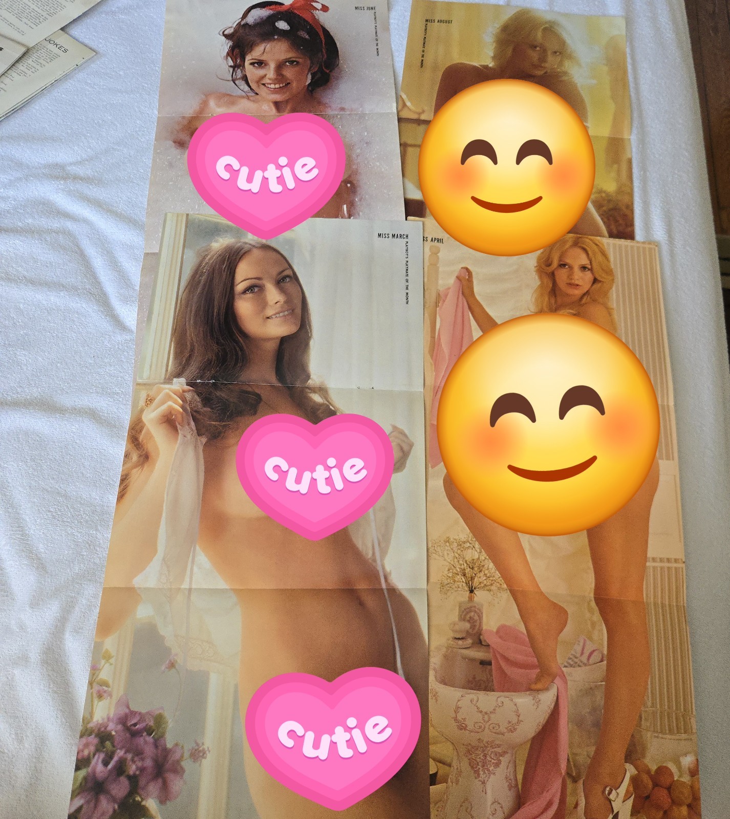 Lot 4 Centerfolds Playboy Magazine Playmate of the Month 1970s pin-up girlie B