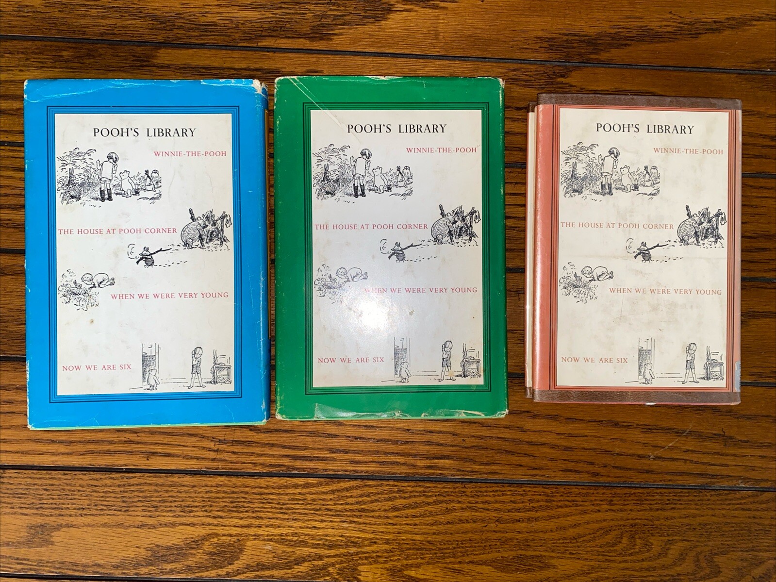 VINTAGE 1961 Winnie the Pooh Library 3 Book Set A.A Milne With Dust Jackets