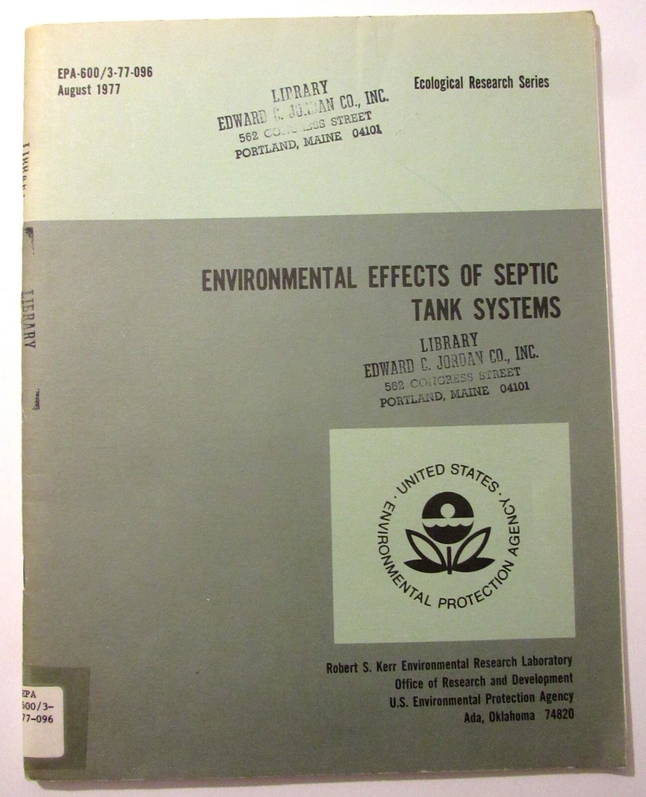 ENVIORONMENTAL EFFECTS OF SEPTIC TANK SYSTEMS 1977 EPA Ecological Research Serie