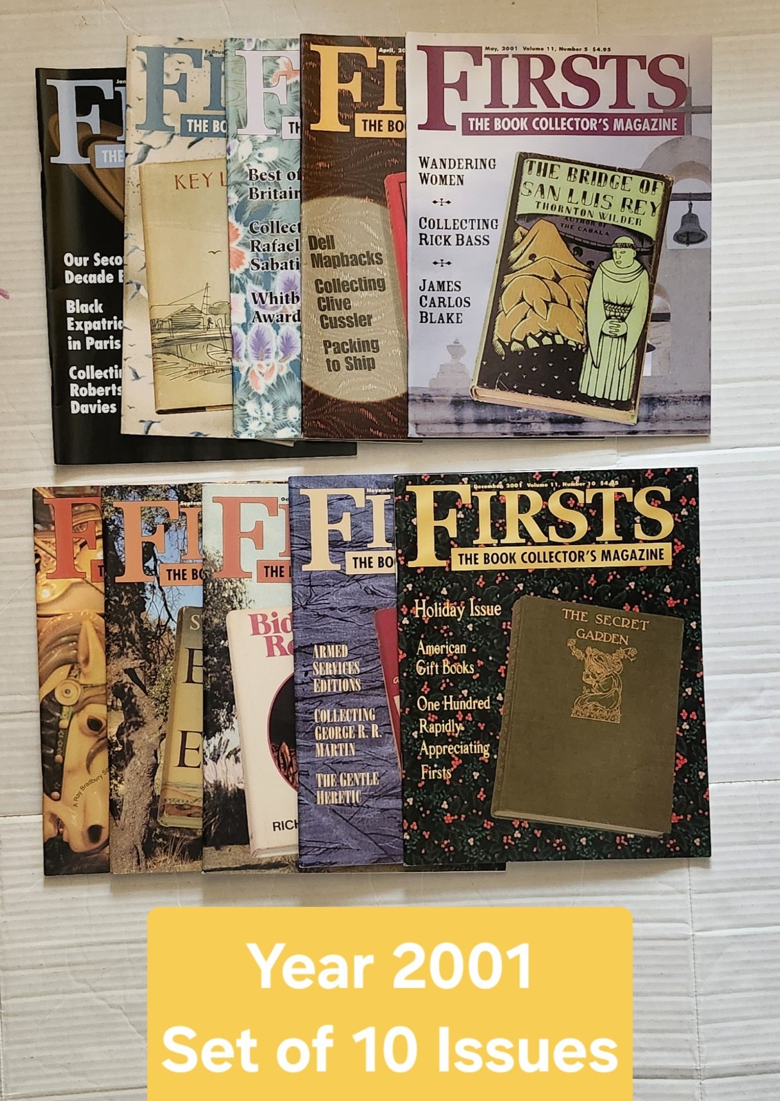Firsts The Book Collector&rsquo;s Magazine Jan-Dec 2001 Set Of 10 Issues Vintage