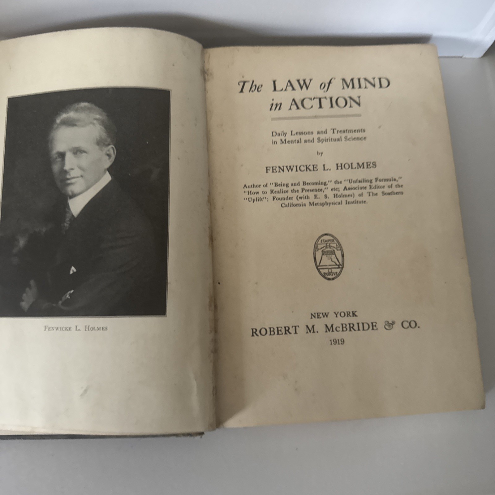 Fenwicke L. Holmes The Law of Mind in Action 1919 Hardcover 1st McBride