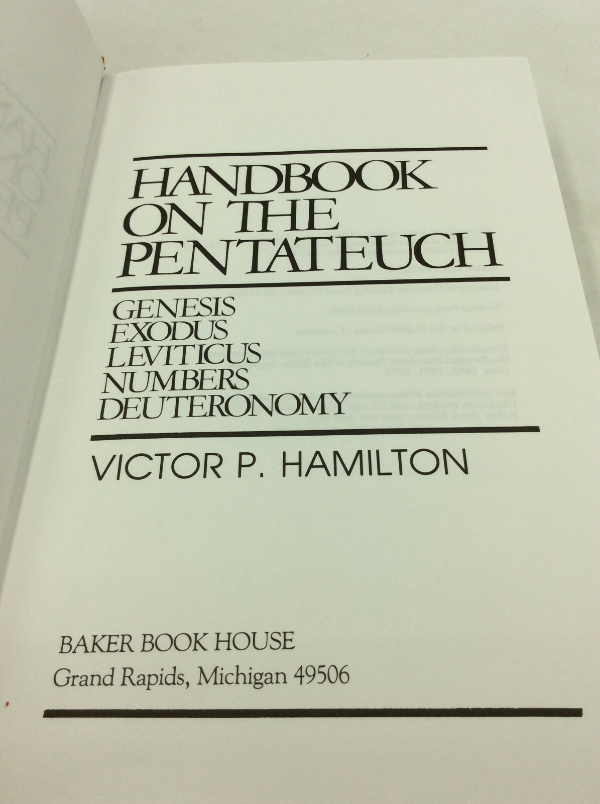 HANDBOOK ON THE PENTATEUCH by Victor P. Hamilton- 2003